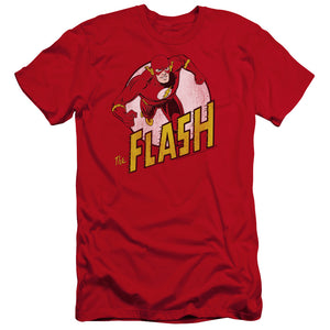 AN OFFCIALLY LICENSED DC FLASH THE FLASH MEN'S PREMIUM SLIM FIT T-SHIRT RED