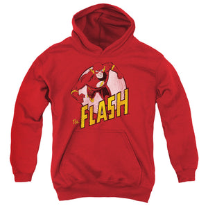 AN OFFCIALLY LICENSED DC FLASH THE FLASH YOUTH HOODIE RED