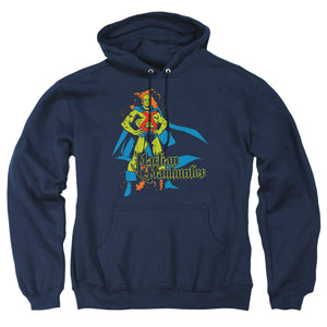 AN OFFCIALLY LICENSED DC MARTIAN MANHUNTER ADULT UNISEX PULLOVER HOODIE NAVY