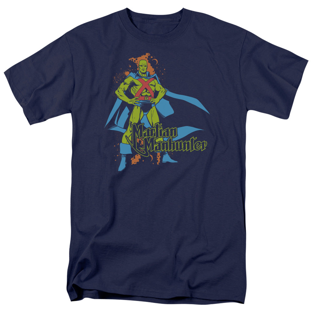 AN OFFCIALLY LICENSED DC MARTIAN MANHUNTER MEN'S REGULAR FIT T-SHIRT NAVY