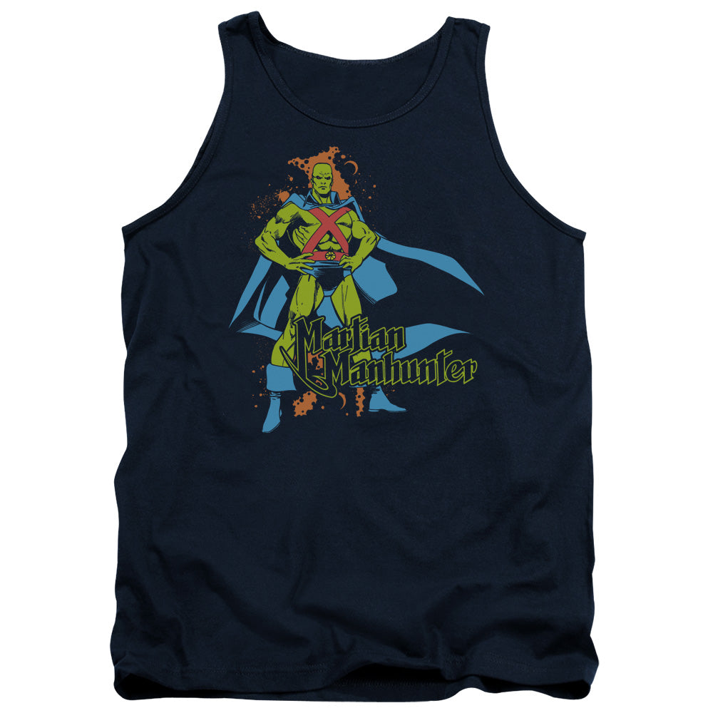 AN OFFCIALLY LICENSED DC MARTIAN MANHUNTER ADULT UNISEX TANK TOP NAVY