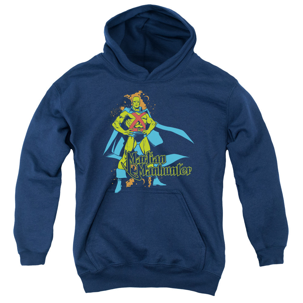 AN OFFCIALLY LICENSED DC MARTIAN MANHUNTER YOUTH HOODIE NAVY