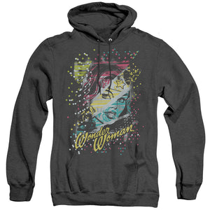 AN OFFCIALLY LICENSED DC COLOR BLOCK ADULT UNISEX HEATHER PULLOVER HOODIE BLACK