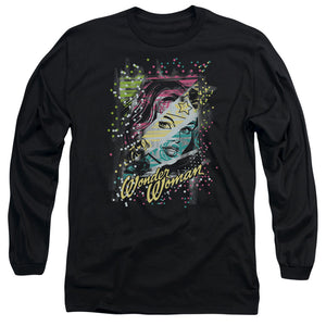 AN OFFCIALLY LICENSED DC COLOR BLOCK MEN'S LONG SLEEVE T-SHIRT BLACK
