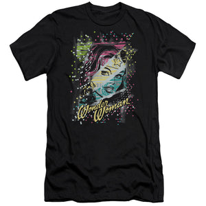 AN OFFCIALLY LICENSED DC COLOR BLOCK MEN'S PREMIUM SLIM FIT T-SHIRT BLACK