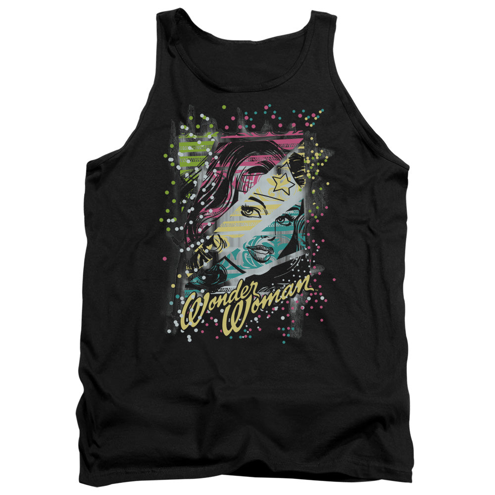 AN OFFCIALLY LICENSED DC COLOR BLOCK ADULT UNISEX TANK TOP BLACK