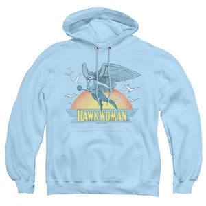 AN OFFCIALLY LICENSED DC HAWKWOMAN ADULT UNISEX PULLOVER HOODIE LIGHT BLUE