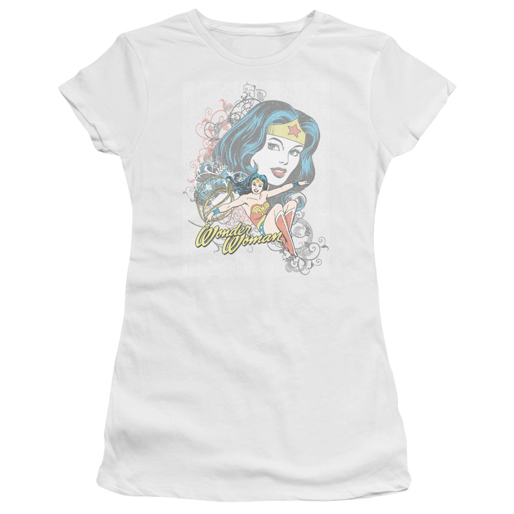 DC Wonder Scroll Licensed Women's T-Shirt Juniors LG
