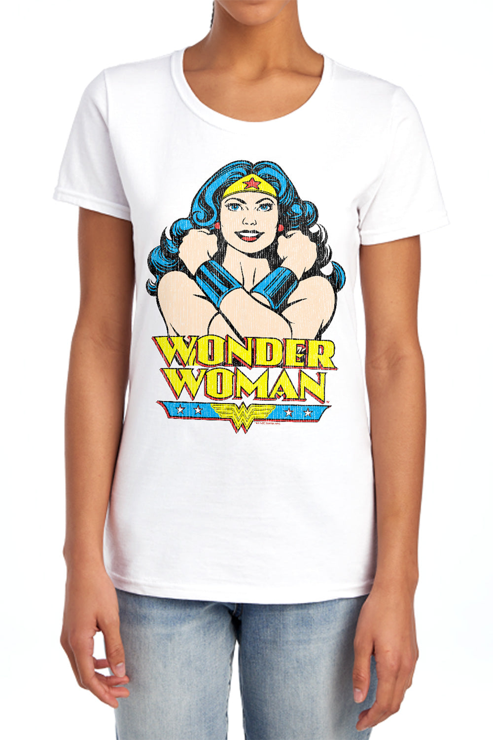 AN OFFCIALLY LICENSED DC WONDER WOMAN WONDER AT LARGE WOMEN'S REGULAR FIT T-SHIRT BANANA