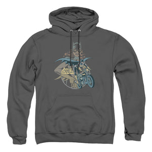 AN OFFCIALLY LICENSED DC BATGIRL BIKER ADULT UNISEX PULLOVER HOODIE CHARCOAL