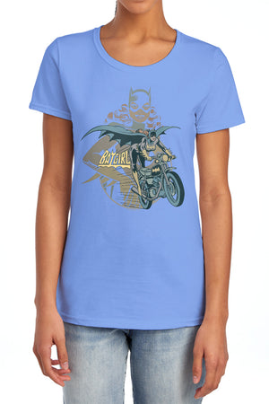 AN OFFCIALLY LICENSED DC BATGIRL BIKER WOMEN'S REGULAR FIT T-SHIRT CHARCOAL