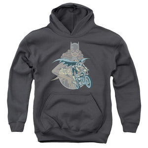 AN OFFCIALLY LICENSED DC BATGIRL BIKER YOUTH HOODIE CHARCOAL