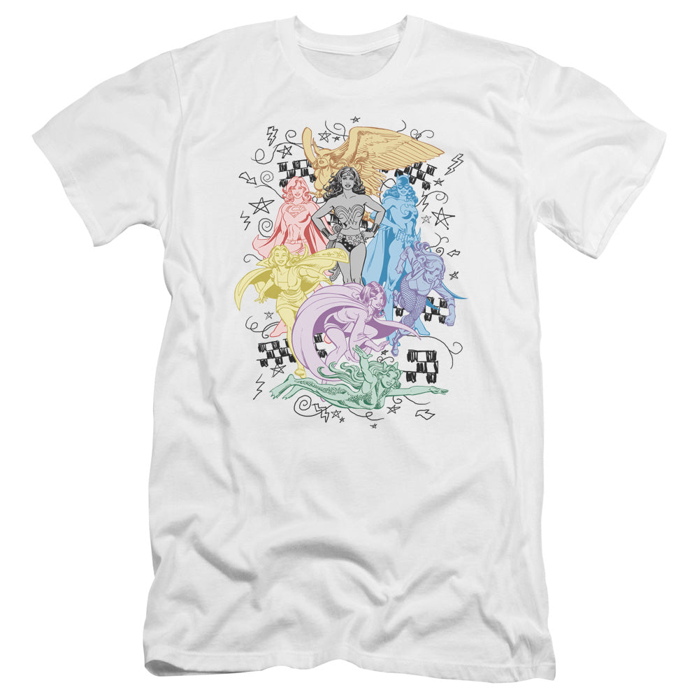 AN OFFCIALLY LICENSED DC SUPER MEN'S PREMIUM SLIM FIT T-SHIRT WHITE
