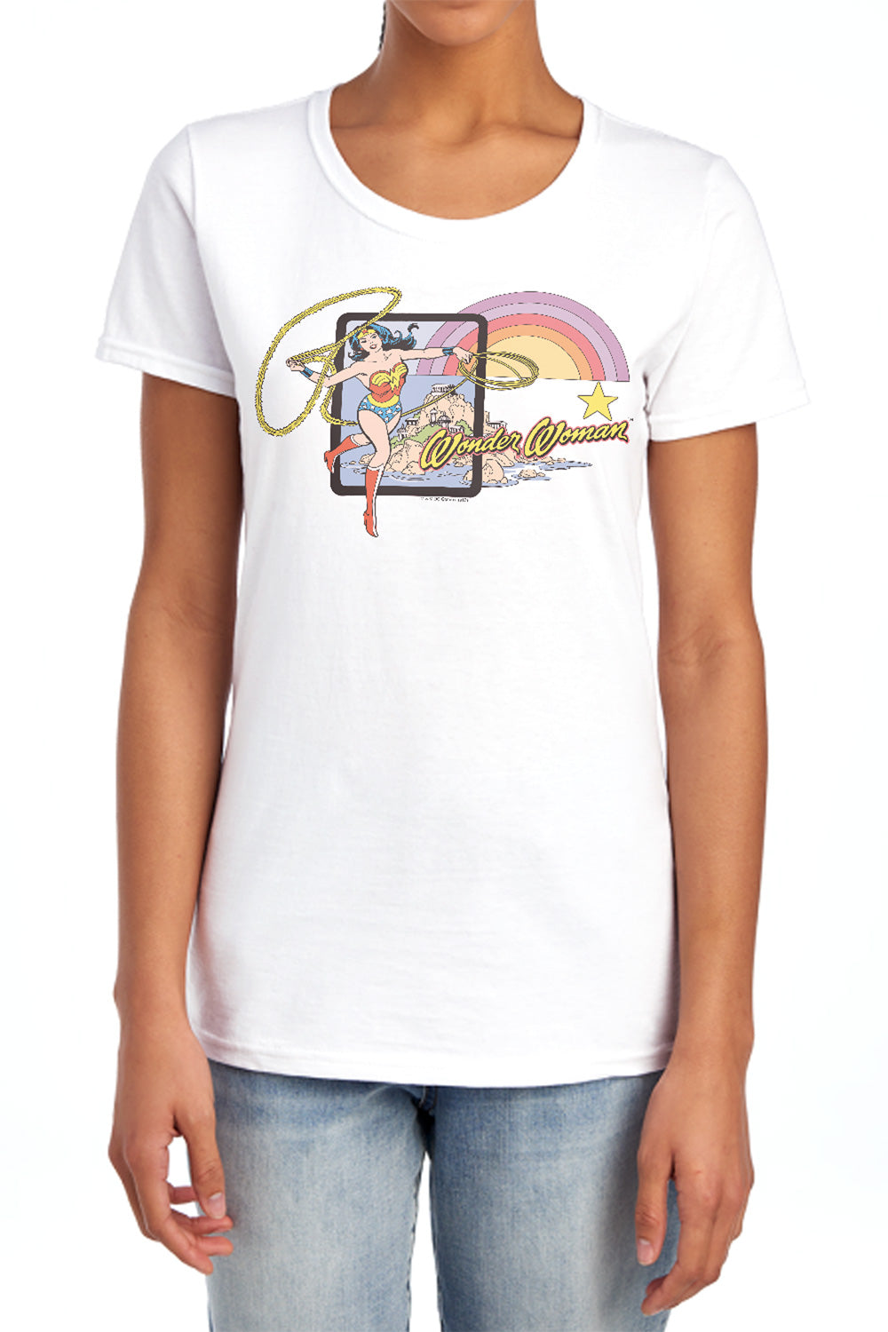AN OFFCIALLY LICENSED DC ISLAND PRINCESS WOMEN'S REGULAR FIT T-SHIRT PINK
