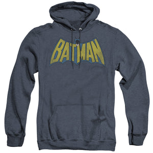 AN OFFCIALLY LICENSED DC CLASSIC BATMAN LOGO ADULT UNISEX HEATHER PULLOVER HOODIE NAVY