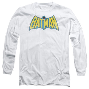AN OFFCIALLY LICENSED DC CLASSIC BATMAN LOGO MEN'S LONG SLEEVE T-SHIRT WHITE