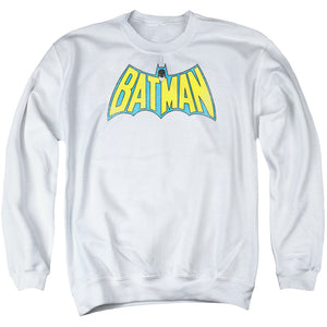 AN OFFCIALLY LICENSED DC CLASSIC BATMAN LOGO ADULT UNISEX CREWNECK SWEATSHIRT WHITE