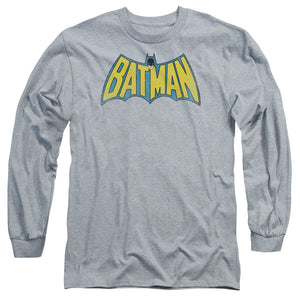 AN OFFCIALLY LICENSED DC CLASSIC BATMAN LOGO MEN'S LONG SLEEVE T-SHIRT ATHLETIC HEATHER