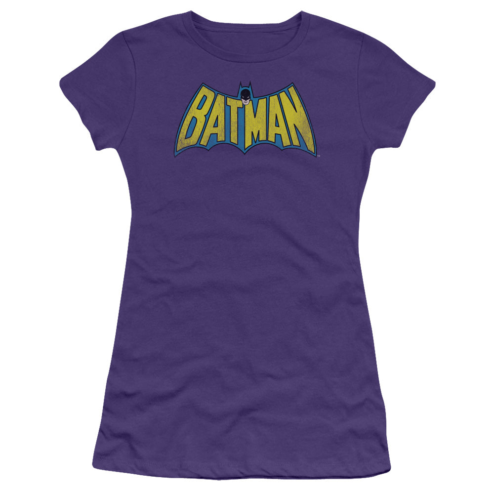 DC Classic Batman Logo Distressed Licensed Women's T-Shirt Juniors LG