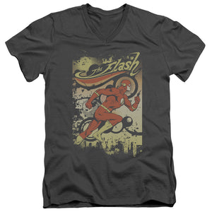 AN OFFCIALLY LICENSED DC FLASH JUST PASSING THROUGH MEN'S V-NECK T-SHIRT CHARCOAL