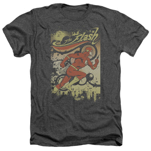 AN OFFCIALLY LICENSED DC FLASH JUST PASSING THROUGH MEN'S HEATHER T-SHIRT CHARCOAL