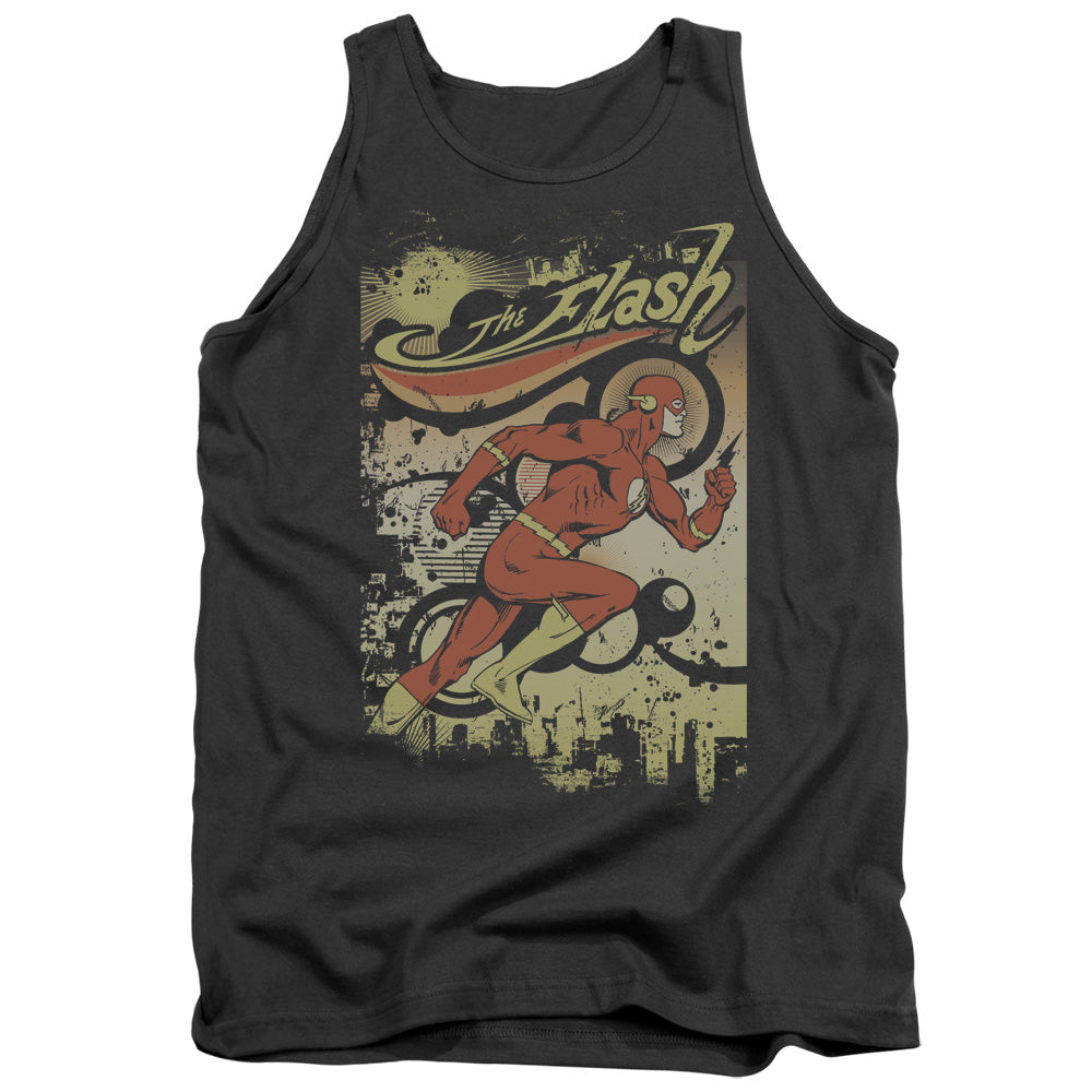AN OFFCIALLY LICENSED DC FLASH JUST PASSING THROUGH ADULT UNISEX TANK TOP CHARCOAL