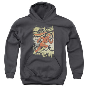 AN OFFCIALLY LICENSED DC FLASH JUST PASSING THROUGH YOUTH HOODIE CHARCOAL