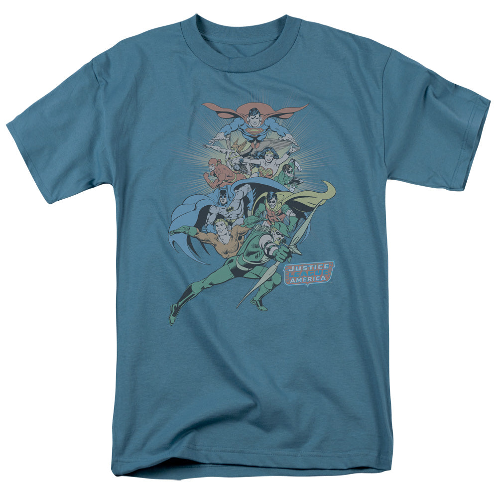 AN OFFCIALLY LICENSED DC IN LEAGUE MEN'S REGULAR FIT T-SHIRT SLATE