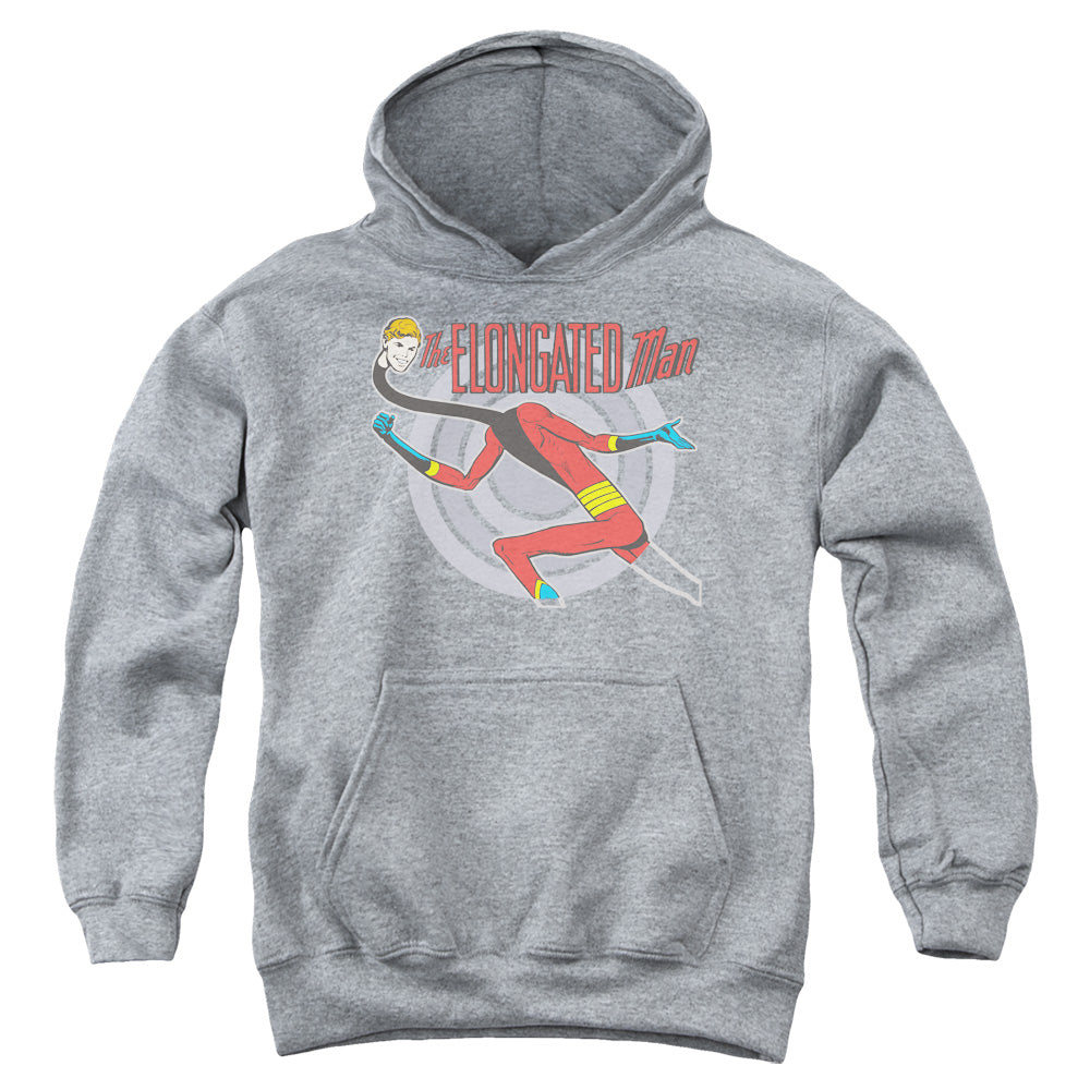AN OFFCIALLY LICENSED DC ELONGATED MAN YOUTH HOODIE ATHLETIC HEATHER
