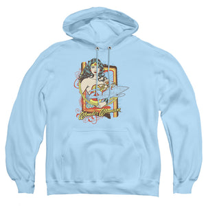 AN OFFCIALLY LICENSED DC INVISIBLE JET ADULT UNISEX PULLOVER HOODIE LIGHT BLUE