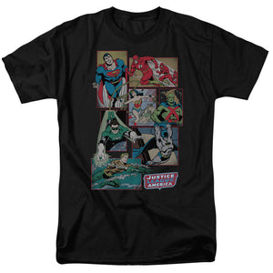 AN OFFCIALLY LICENSED DC JUSTICE LEAGUE BOXES MEN'S REGULAR FIT T-SHIRT BLACK