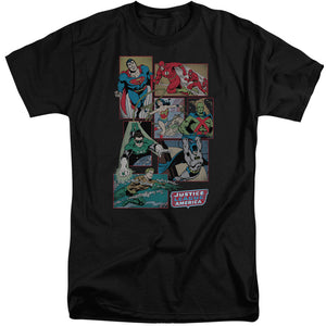 AN OFFCIALLY LICENSED DC JUSTICE LEAGUE BOXES MEN'S TALL FIT T-SHIRT BLACK