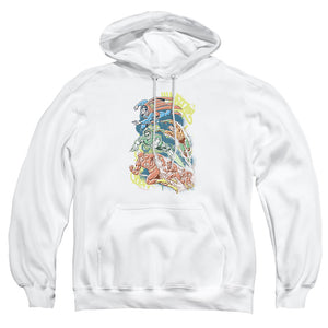 AN OFFCIALLY LICENSED DC HALFTONE LEAGUE ADULT UNISEX PULLOVER HOODIE WHITE