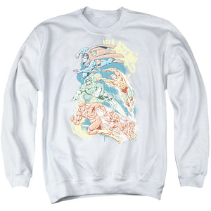 AN OFFCIALLY LICENSED DC HALFTONE LEAGUE ADULT UNISEX CREWNECK SWEATSHIRT WHITE