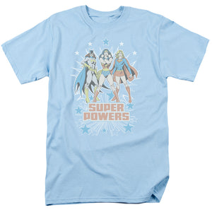 AN OFFCIALLY LICENSED DC SUPER POWERS X3 MEN'S REGULAR FIT T-SHIRT LIGHT BLUE