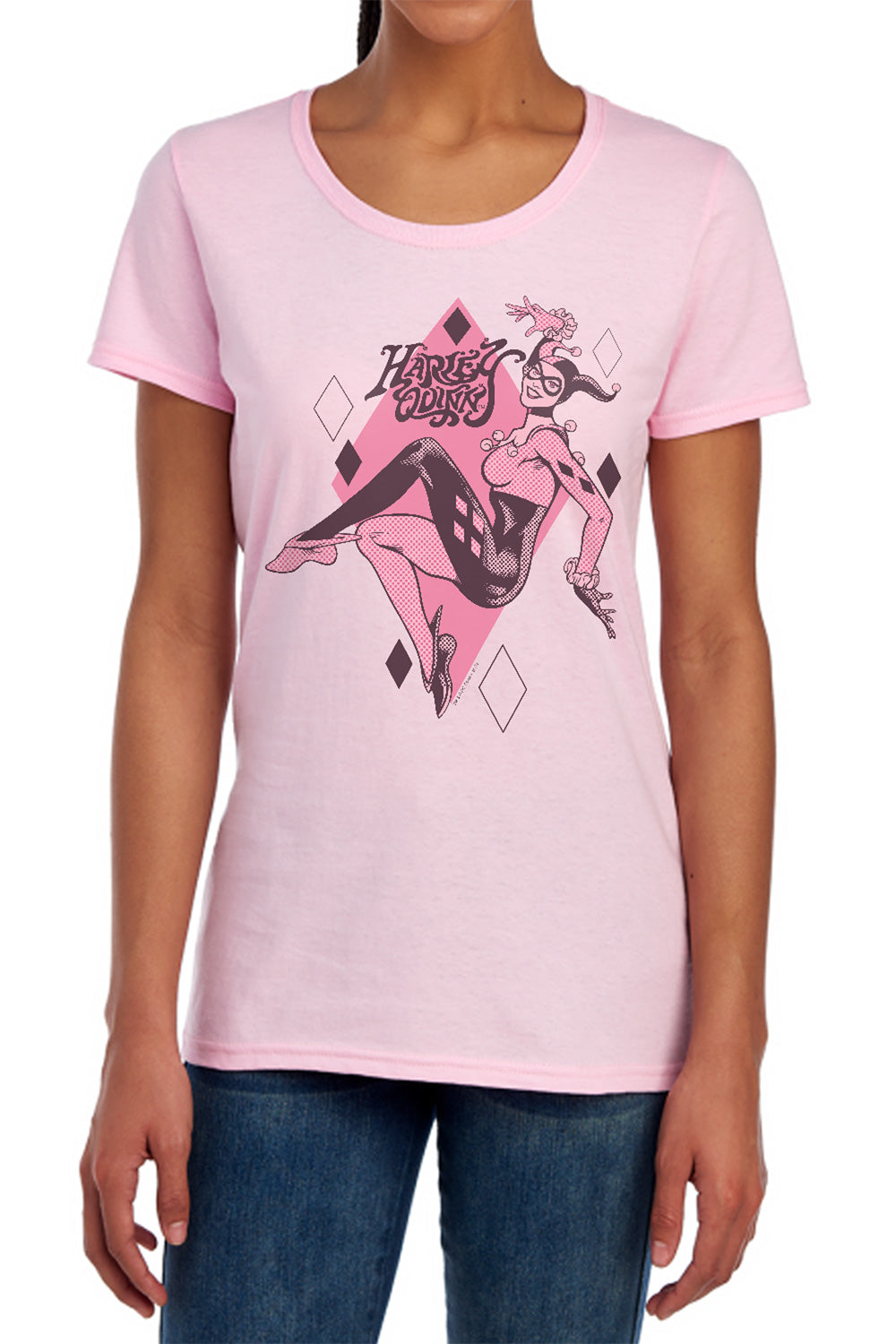 AN OFFCIALLY LICENSED DC HARLEY QUINN WOMEN'S REGULAR FIT T-SHIRT HOT PINK