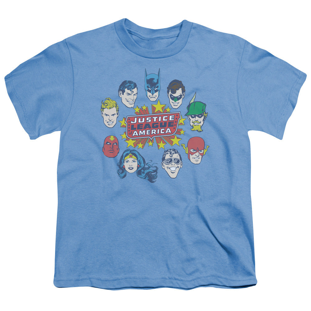 DC Justice Head Circle Licensed Kid's T-Shirt (Ages 4-7) XS-XL