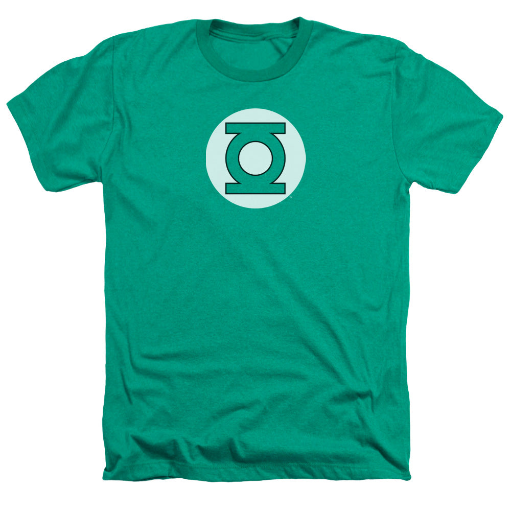 AN OFFCIALLY LICENSED DC GREEN LANTERN LOGO MEN'S HEATHER T-SHIRT KELLY GREEN