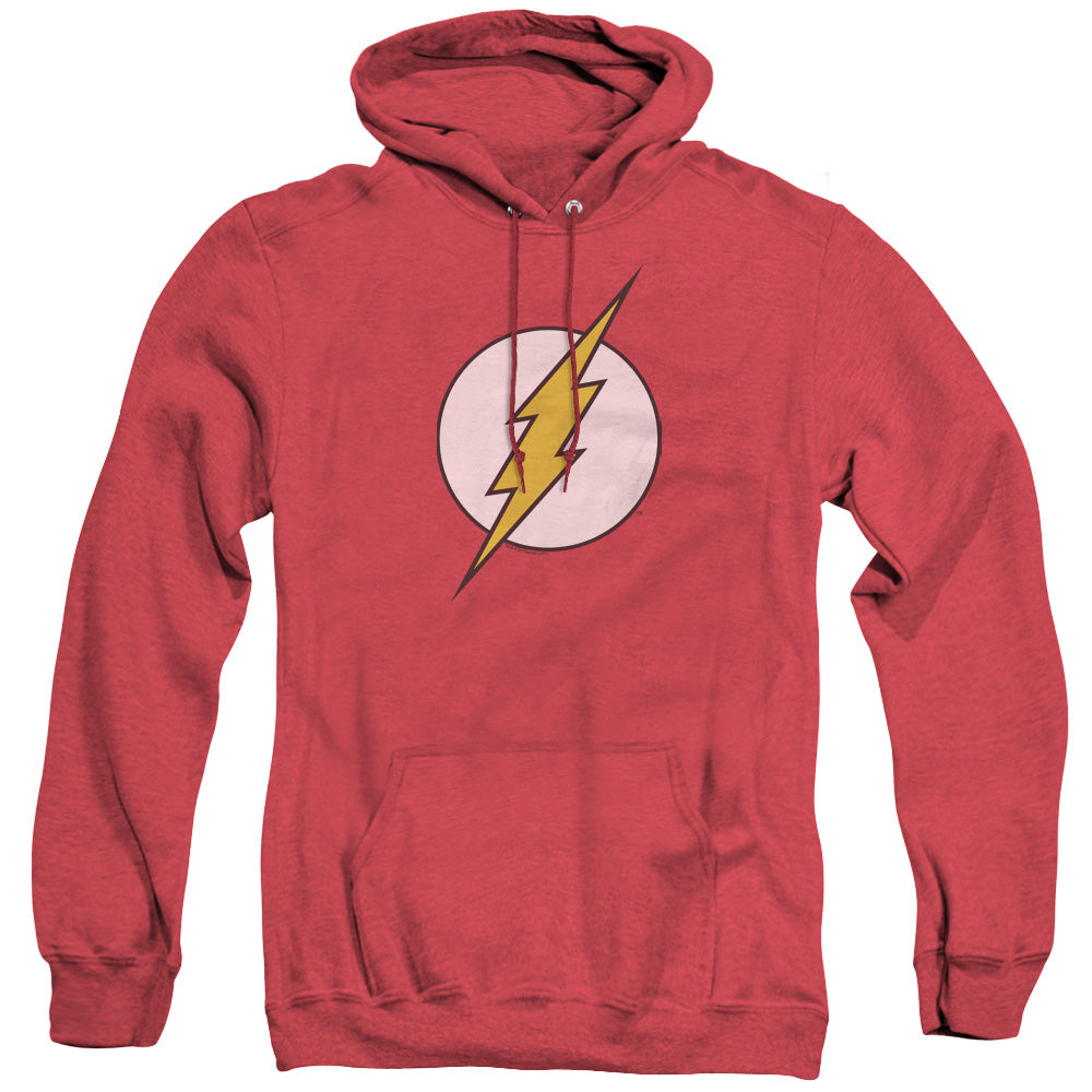 AN OFFCIALLY LICENSED DC FLASH FLASH LOGO ADULT UNISEX HEATHER PULLOVER HOODIE RED