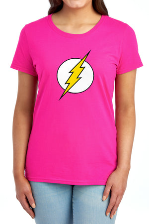 AN OFFCIALLY LICENSED DC FLASH FLASH LOGO WOMEN'S REGULAR FIT T-SHIRT RED