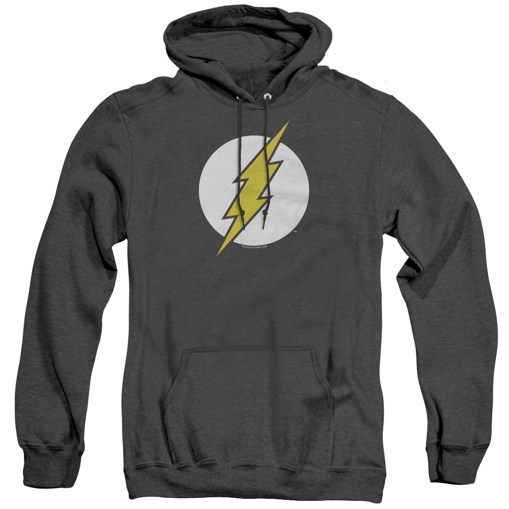 AN OFFCIALLY LICENSED DC FLASH FLASH LOGO ADULT UNISEX HEATHER PULLOVER HOODIE BLACK