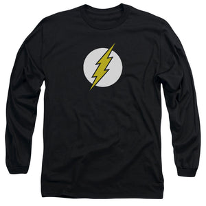AN OFFCIALLY LICENSED DC FLASH FLASH LOGO MEN'S LONG SLEEVE T-SHIRT BLACK