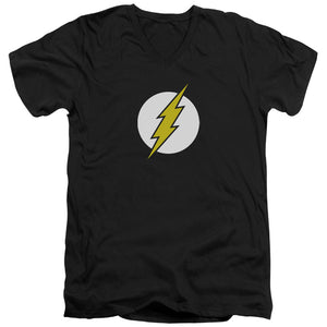 AN OFFCIALLY LICENSED DC FLASH FLASH LOGO MEN'S V-NECK T-SHIRT BLACK
