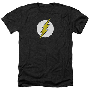 AN OFFCIALLY LICENSED DC FLASH FLASH LOGO MEN'S HEATHER T-SHIRT CHARCOAL
