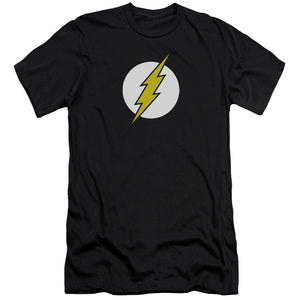AN OFFCIALLY LICENSED DC FLASH FLASH LOGO MEN'S PREMIUM SLIM FIT T-SHIRT BLACK