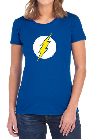 AN OFFCIALLY LICENSED DC FLASH FLASH LOGO WOMEN'S REGULAR FIT T-SHIRT RED
