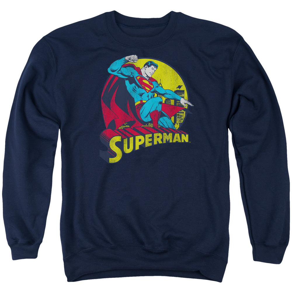 AN OFFCIALLY LICENSED DC BIG BLUE ADULT UNISEX CREWNECK SWEATSHIRT NAVY