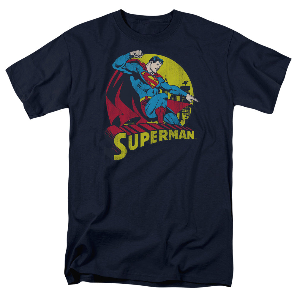 AN OFFCIALLY LICENSED DC BIG BLUE MEN'S REGULAR FIT T-SHIRT NAVY
