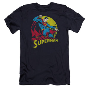 AN OFFCIALLY LICENSED DC BIG BLUE MEN'S PREMIUM SLIM FIT T-SHIRT NAVY