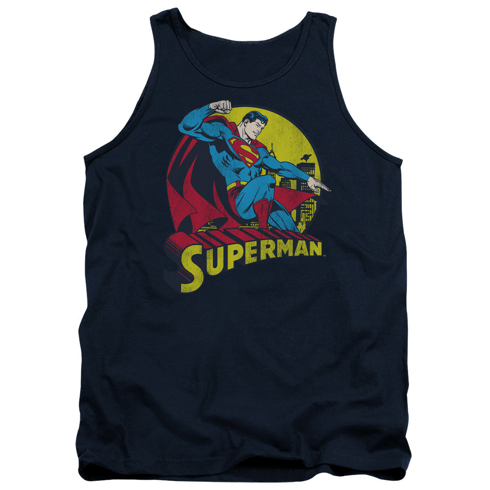 AN OFFCIALLY LICENSED DC BIG BLUE ADULT UNISEX TANK TOP NAVY